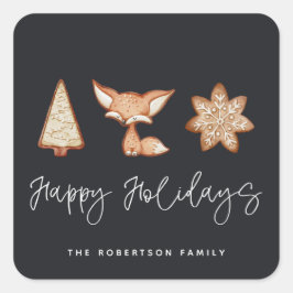 Feierliche Kekse Trio Weihnachten Quadratischer Aufkleber