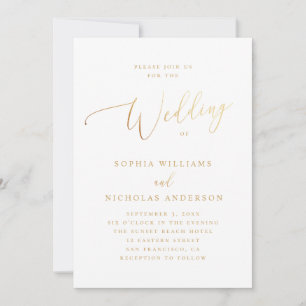 feierliche klassische Hochzeit Elegantes Gold-Sc Einladung