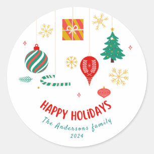 Feierliche Kleider Happy Holidays Grüner Urlaub Runder Aufkleber