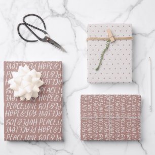 Feierliche Liebe hoffen Freude Art pink Weihnachte Geschenkpapier Set