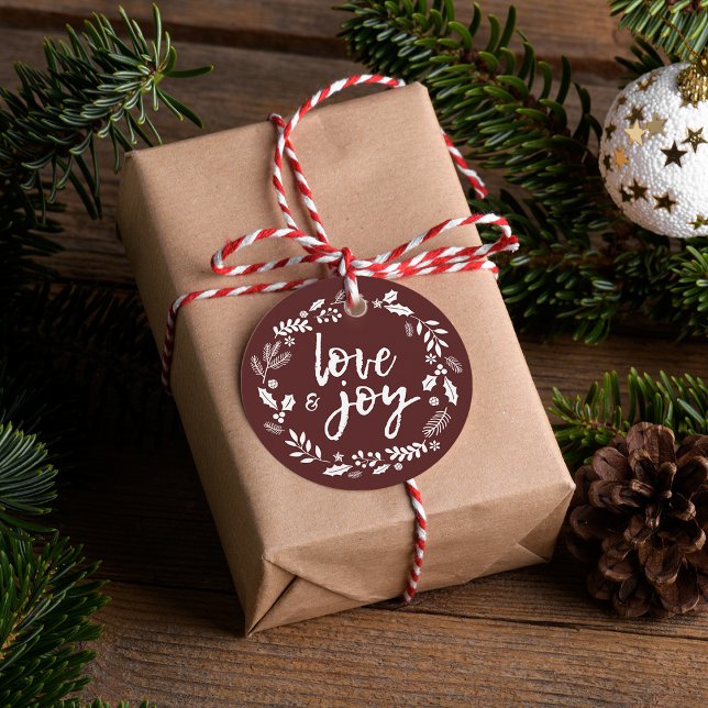 Feierliche Liebe und glückliche Ferien Personalisi Geschenkanhänger (Festive Love & Joy Happy Holidays Personalized Favor Tags)