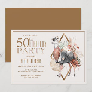 Feierliche Llama 50. Geburtstagsparty Einladung