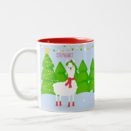 Feierliche Llama Weihnachten Zweifarbige Tasse