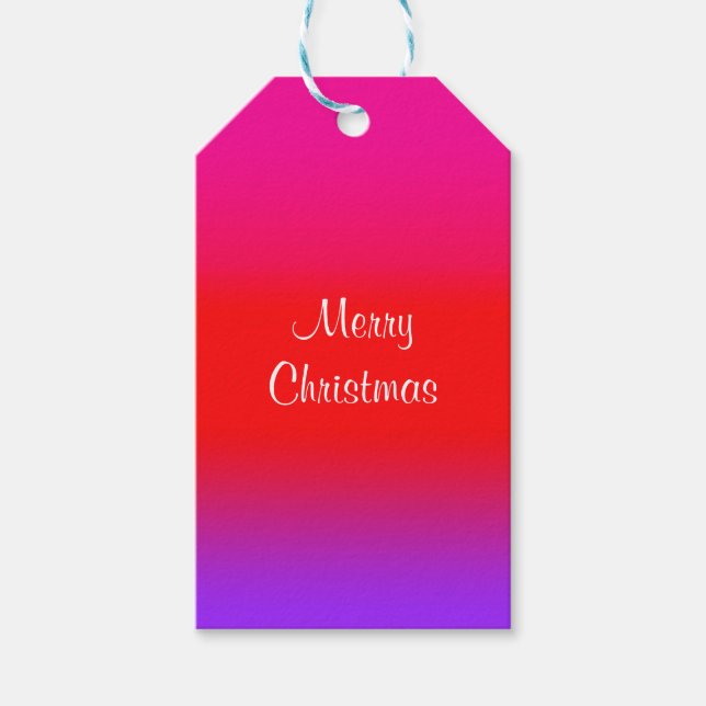 Feierliche Magenta Rot Lila Ombre Gradient Muster Geschenkanhänger (Vorderseite)
