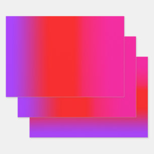 Feierliche Magenta Rot Lila Ombre Gradient Muster Geschenkpapier Set