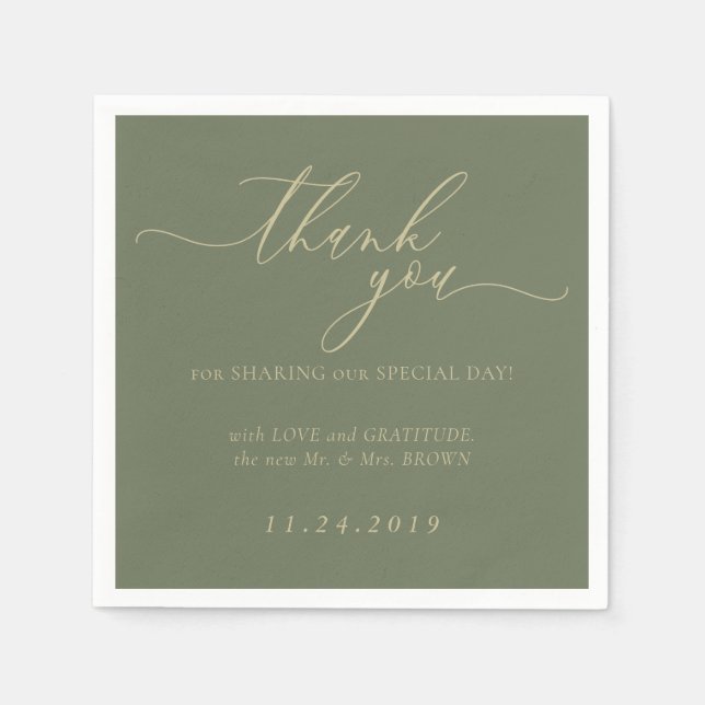 Feierliche Minimalistische Hochzeitsfeier mit Sage Serviette (Vorderseite)