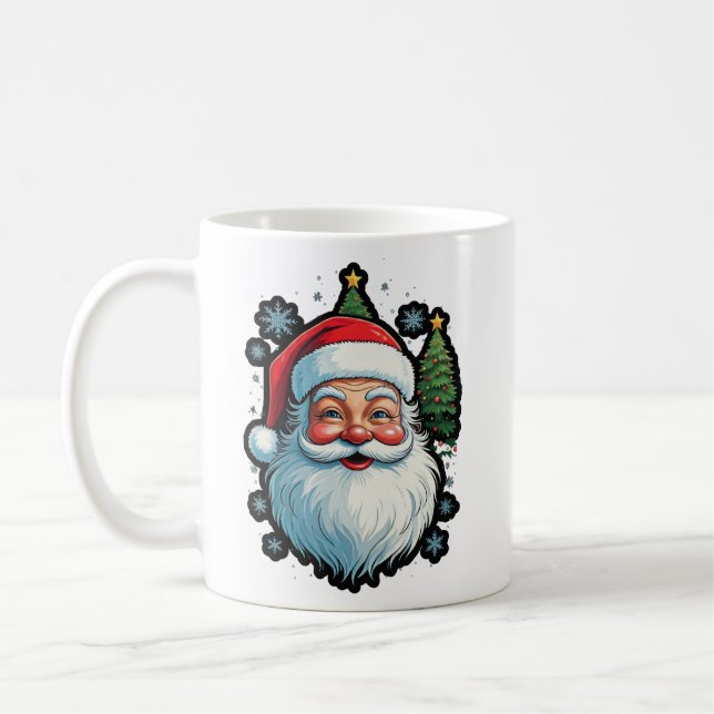 "Feierliche Mode: Santa, Snow & Christmas Tree Mag Kaffeetasse (Links)