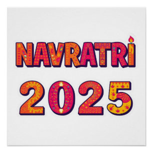 Feierliche "NAVRATRI 2025" Farbige Typografie Poster