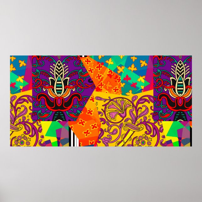 Feierliche Patchwork in indianisch, türkisch, ital Poster (Vorne)