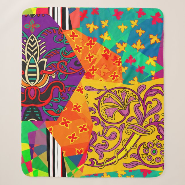 Feierliche Patchwork in indianisch, türkisch, ital Sherpadecke (Vorderseite)