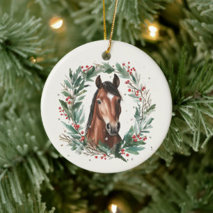 Feierliche Pferderennbahn Frohe Weihnachten Keramik Ornament