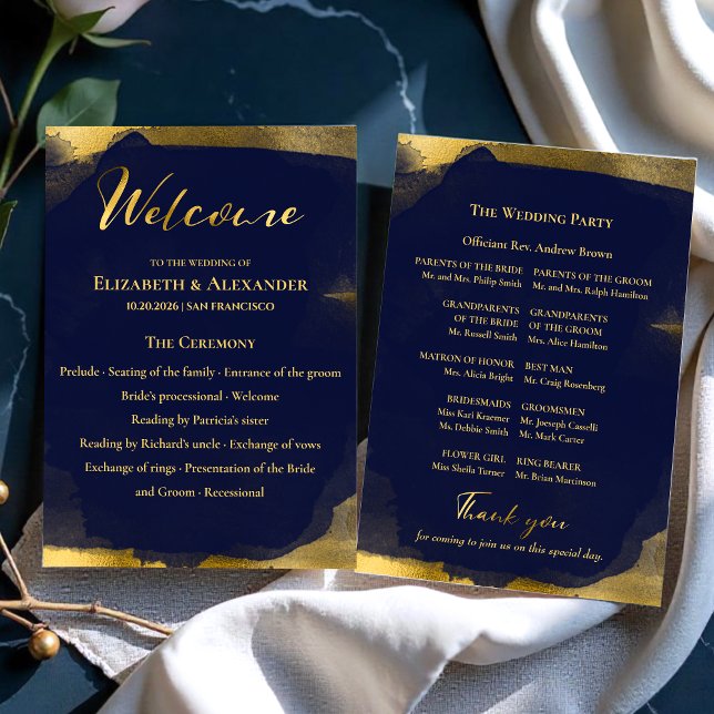 feierliche Programme | Navy Blue Wedding Abstrakt (Von Creator hochgeladen)