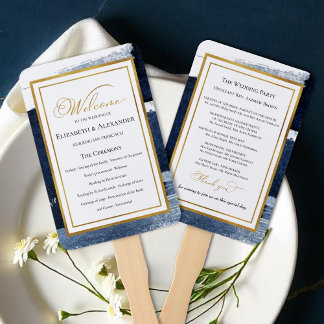 feierliche Programme | Navy Blue Wedding Abstrakt Fächer