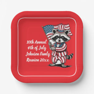 Feierliche Raccoon 4. Juli Feier Pappteller