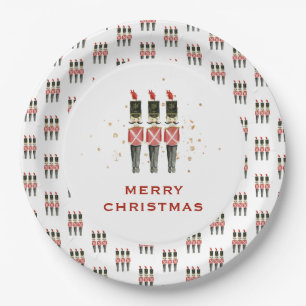 Feierliche Red & Gold Nutcracker Weihnachten Pappteller