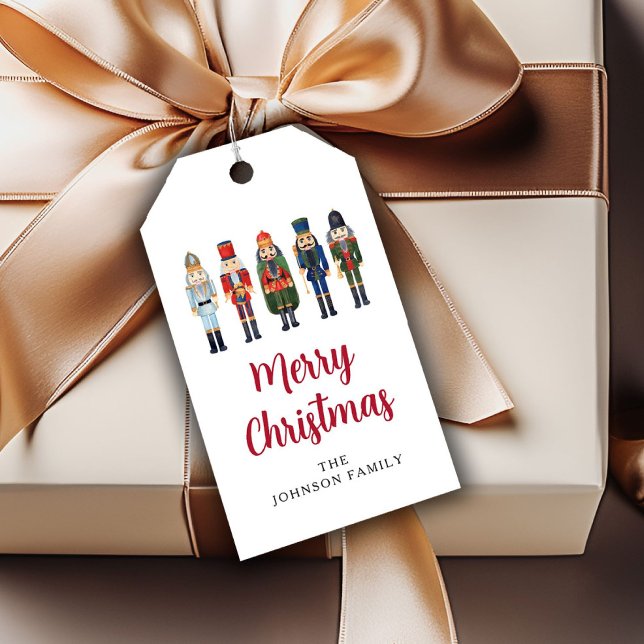 Feierliche Red Nutcracker Weihnachten Geschenkanhänger (Red Cute Nutcracker Merry Christmas Gift Tags)