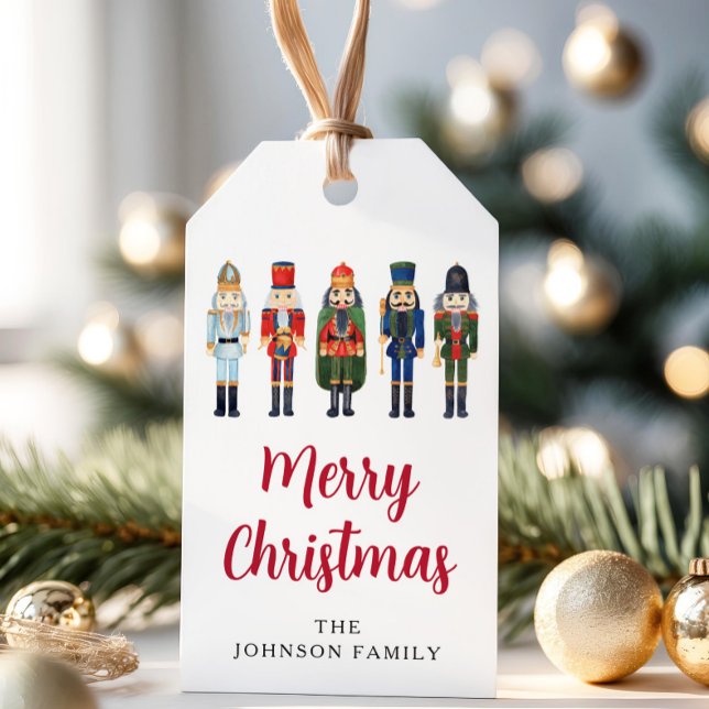 Feierliche Red Nutcracker Weihnachten Geschenkanhänger (Festive Red Nutcracker Christmas Gift Tags)