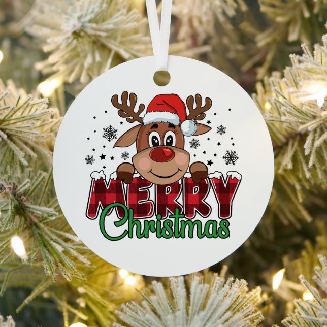 Feierliche Rentiere, frohe Weihnachten Ornament Aus Metall (InSitu)