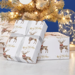 Feierliche Rentiere in einem Pullover Frohe Weihna Geschenkpapier
