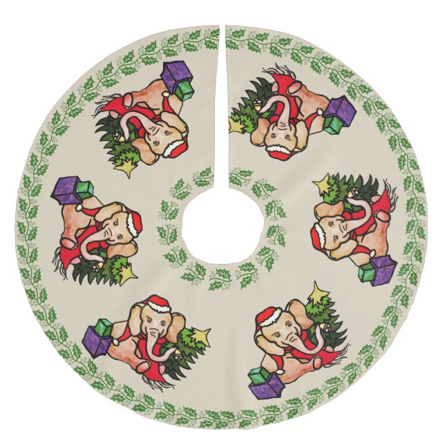 Feierliche Retro Frohe Weihnachten Weihnachtsmann  Polyester Weihnachtsbaumdecke (Vorderseite)