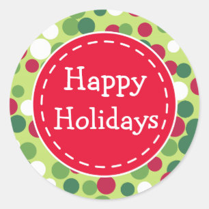 Feierliche Retro Weihnachten Dot Happy Holiday Sti Runder Aufkleber