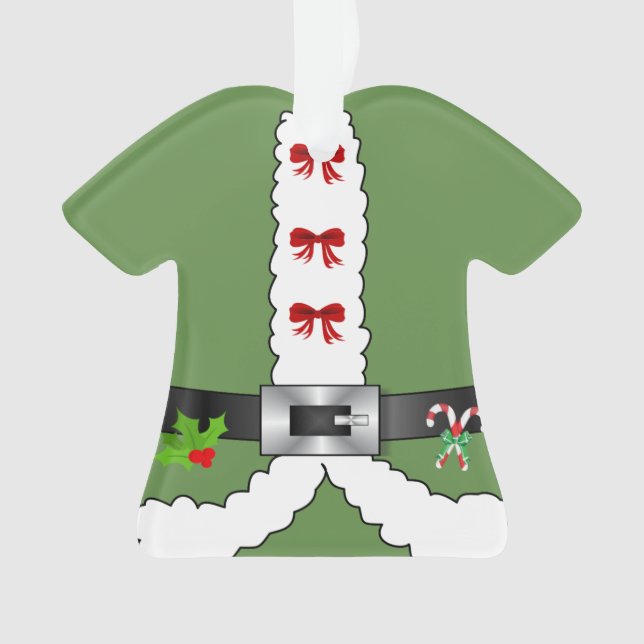 Feierliche Retro Weihnachten Weihnachtsmann Elf Ornament (Vorderseite)