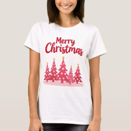 Feierliche Rosa Weihnachtsbäume "Frohe Weihnachten T-Shirt