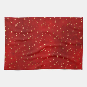 Feierliche Rot & Gold Fohlen Winterweihnachtsfeste Geschirrtuch