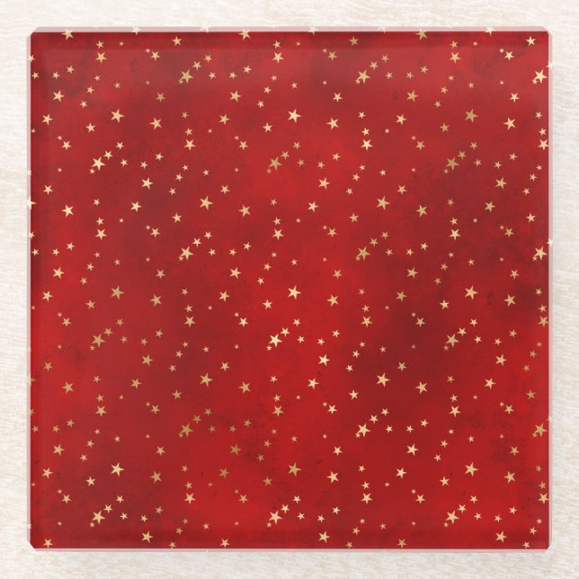 Feierliche Rot & Gold Fohlen Winterweihnachtsfeste Glasuntersetzer (Vorderseite)