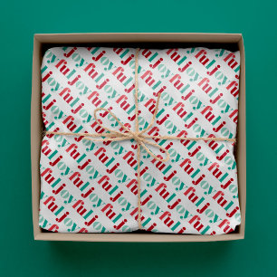 Feierliche rot-grüne "fröhliche" Typografie Seidenpapier