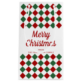 Feierliche Rot und Grün gekreuzt frohe Weihnachten Kleine Geschenktüte