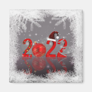 Feierliche Rote Frohe Weihnachten 2022 Magnet
