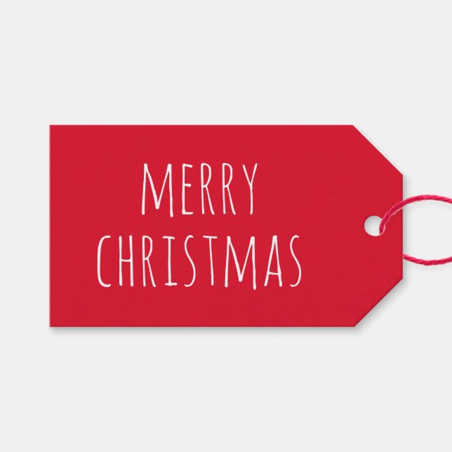 Feierliche Rote Frohe Weihnachten | Niedlicher Win Geschenkanhänger (Vorderseite (Horizontal))