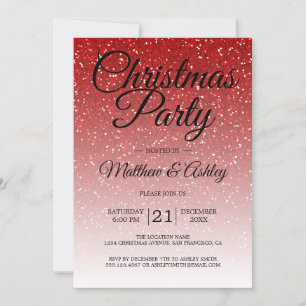 Feierliche Rote Glitzer Ombre Weihnachten Party Einladung