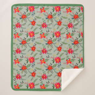 Feierliche Rote Poinsettia Weihnachtsblume Sherpadecke