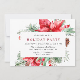 Feierliche Rote Poinsettia Weihnachtsfeiertage Par Einladung