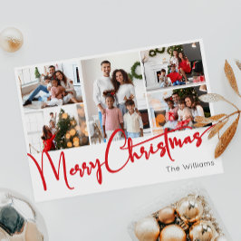 Feierliche Rote Schrift Frohe Weihnachten Fünf Fot