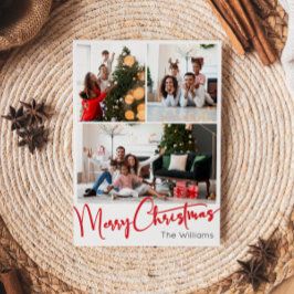 Feierliche Rote Schrift Vertikal 3 Foto Weihnachte Feiertagskarte