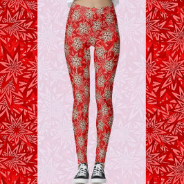 Feierliche Rote Sterne Happy Holiday Leggings