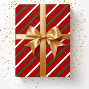 Feierliche Rote Streifen Weihnachten Geschenkpapier