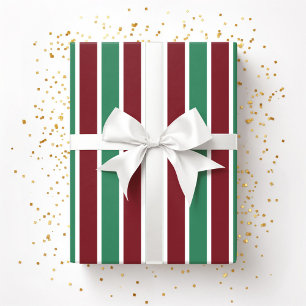 Feierliche Rote Streifen Weihnachten Geschenkpapier