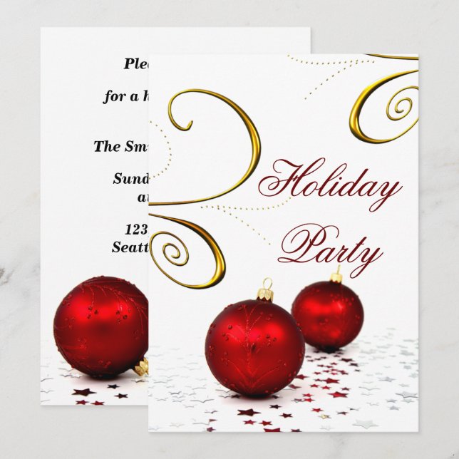 Feierliche Rote Verzierung Feiertag Einladung (Vorne/Hinten)