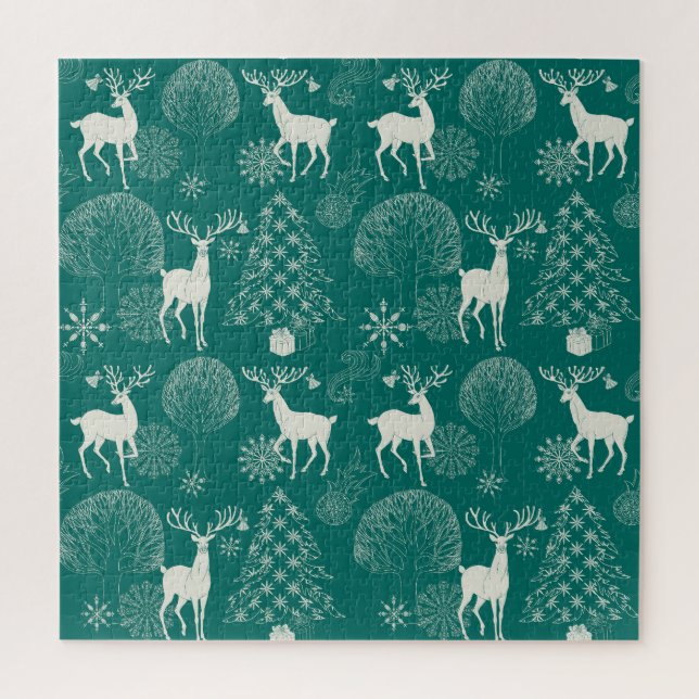 Feierliche rote Weihnachten, Winterwald. Puzzle (Vertikal)