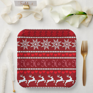 Feierliche Schneeflocke und Reindeer-Design Pappteller
