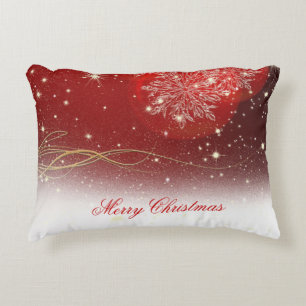 Feierliche Schneeflocken "Frohe Weihnachten" Zierkissen