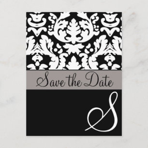 Feierliche Schwarz/Weiß-Damaskus-Hochzeit Save the Date