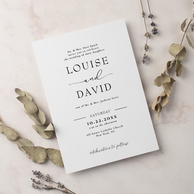 Feierliche Schwarz-Weiß-Hochzeit Einladung (Von Creator hochgeladen)