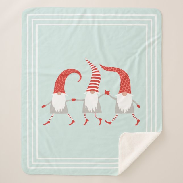 Feierliche skandinavische Weihnachtsgnomes Mint Gr Sherpadecke (Vorderseite)