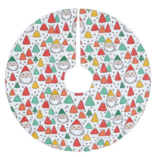 Feierliche Skizzen Santas und Gumdrops Polyester Weihnachtsbaumdecke