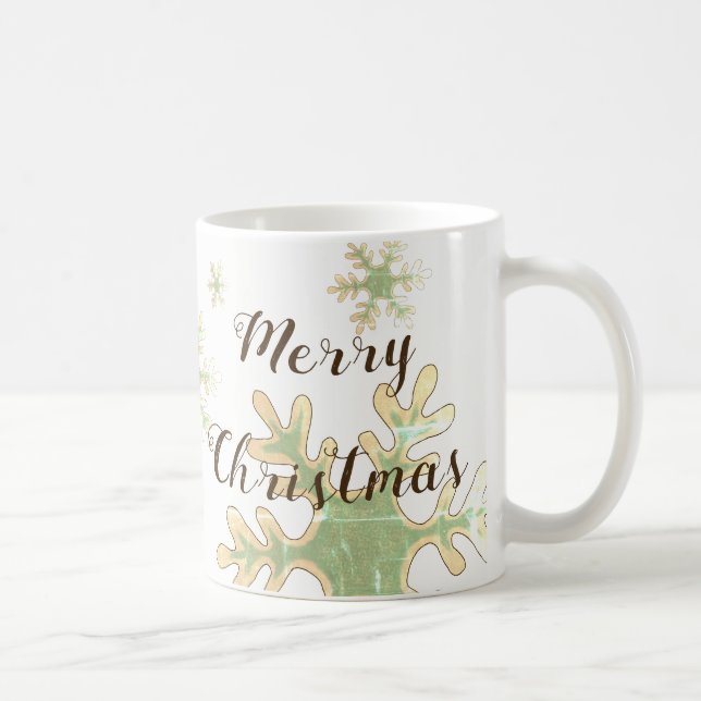 Feierliche Snowflake Frohe Weihnachtsschrift Kaffeetasse (Rechts)